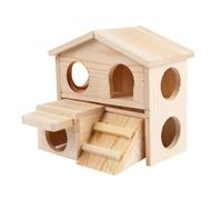 Wooden Hamster House Cabin with Slope Ladder, Multi Entrance | Large Capacity Double Layer, Thick Board Build, No Odor, for Hamster and Rat DIY Painting