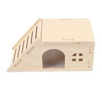 Wooden Hamster House - Cage With Ladder And Boredom Breaker Toys | Escape-Proof Pet Shelter For Mice, Gerbils | Foraging, Exercise, Sleep & Play Enclosure