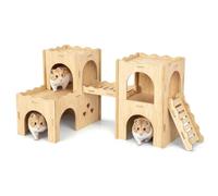 Wooden Hamster House Castle - Space-Saving Guinea Pig Hideout, for Hamster Hideout Habitats Décor hamster house,for Syrian Hamsters Dwarf Hamsters Gerbils Rat (Small House - for Dwarf)