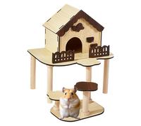 Wooden Hamster House - Golden Bear Wooden Hut with Climbing Ladder,Standing Cage Accessories Bed Exploring Toys for Breeding Enrichment Play Home Indoor Sleeping Small Animals