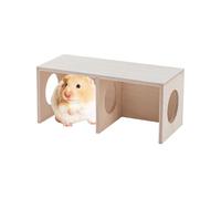 Wooden Hamster House | Indoor 2-Chamber Hamster Hide Cage Maze | Small Animals Exploring Tunnel Toy, Space-Saving Resting Nest For Guinea Pigs Hedgehogs