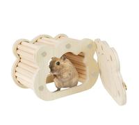 Wooden Hamster House - Pine Habitat Shelter For Hamsters, Golden Bears & Small Pets | Durable Cloud-Shaped Hut For Play, Rest & Home Cage Décor (15.5×11×10.5cm)