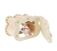 Wooden Hamster House - Removable Roof, Ventilated , Sturdy Construction, Interactive Tunnels | To Provide Safe Living Space Exercise Exploration Hideouts, Fun & Fun