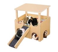 Wooden Hamster House - Wooden Guinea Pig House | Highland Farms Select Hamster House | Small Animal Habitat Decor |Double-Layer Habitat Playground Hamster Toys | Small Animal Toys Shelter With Ladder