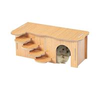 Wooden Hamster Hut Toy - Hamster Cage Accessories, Wooden Hamster Hideout | Landscaping Toy with Climbing Ladder, Habitat Toy Climbing Ladder, Hamster Hideaway Corner House Cage