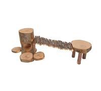 Wooden Hamster Platform Toy Safe Wood Chinchilla Activity Playground Stand Ladder for Playing Chewing