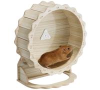 Wooden Hamster Wheel, Silent Running Wheel for Small Pets, 8 Inch Natural Wood Exercise Wheel with Stand, Quiet Spinner for Dwarf Hamsters, Roborovski, Gerbils, Mice and More