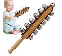 Wooden Hand Bells, Sleigh Bells - Musical Percussion Bells | 13 Bell Percussion Instrument, Wooden Shaker for Early Education