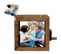 Wooden Hand-Crank Flip Picture Frame for Father - Personalised Gift for Husband or Grandad on Birthdays or Christmas