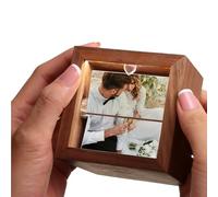 Wooden Hand Crank Flipbook Photo Frame with LED Lighting, Personalized Animation Box, Wedding Keepsake Gift for Couple, Family, Bride, Groom, Bridesmaid