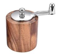 Wooden Hand Crank Pepper Grinder, Manual Salt and Pepper Mill with Adjustable Ceramic Rotor, Retro Design Stainless Steel Handle, for Fresh Peppercorns & Spices, Brown