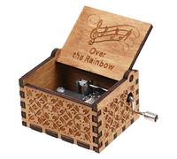 Wooden Hand Crank Rainbow Music Box, Classic Vintage Wood Handmade Over The Rainbow Musical Boxes Best Gift for Kids,Friends (Over The Rainbow)