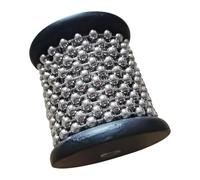 Wooden Hand Shaker - Percussion Instrument with Metal Beaded Bands | Early Education Musical Instrument, Hand-Operated, African Music Accompaniment for Kids, Learning Aid