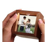 Wooden Handcrafted Photo Flip Box, Custom Animation Frame with Lighting, Perfect Engagement Gift for Bride, Groom, Family, Parents, Bridesmaid
