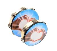 Wooden Handheld Double-row Tambourine Frame Drum For Church Party Dance Prop Adults Percussion Orff Musical Instrument(10 inch)