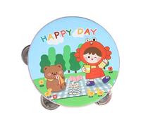 Wooden Handheld Tambourine Hand Drum Musical Rhythm Educational Toy Double Rows 15cm Elephant Design for Kids Toddlers Boys Girls- 15cm Girl Bear