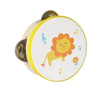 Wooden Handheld Tambourine Hand Drum Musical Rhythm Educational Toy Double Rows 15cm Elephant Design for Kids Toddlers Boys Girls- 10cm lion