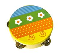 Wooden Handheld Tambourine Hand Drum Musical Rhythm Educational Toy Double Rows 15cm Elephant Design for Kids Toddlers Boys Girls- 15cm Flower