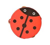 Wooden Handheld Tambourine Hand Drum Musical Rhythm Educational Toy Double Rows Elephant Design 15cm for Kids Toddlers Boys Girls Games- 15cm Red