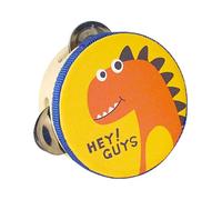 Wooden Handheld Tambourine Hand Drum Musical Rhythm Educational Toy Double Rows Elephant Design 15cm for Kids Toddlers Boys Girls Games- 10cm Girl