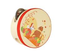 Wooden Handheld Tambourine Hand Drum Musical Rhythm Educational Toy Double Rows Elephant Design 15cm for Kids Toddlers Boys Girls Games- 10cm Bear