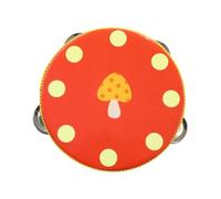 Wooden Handheld Tambourine Hand Drum Musical Rhythm Educational Toy Double Rows for Kids Toddlers Boys Girls, Elephant Design, 15cm- 15cm Mushroom