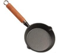 Wooden Handle Cast Iron For Mini Pan for Consistent Cooking Outcomes When Frying For Eggs or Managing Oil Flow (B)