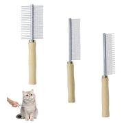 Wooden Handle Dog Cat Grooming Comb, 3 Pcs Stainless Steel Pet Grooming Comb Detangler Grooming Tool Professional Deshedding Dematting Pet Supplies for Dogs Cats and Other Animals
