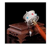 Wooden Handle Prayer Whee, Tibetan Prayer Wheel, An Ultra-Smooth and Silent Hand-cranked Sutra Wheel, for Tibetan Buddhism(Silver)
