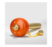 Wooden Handle Prayer Whee, Tibetan Prayer Wheel, Copper Handmade Om Mani Tibetan Buddhist Prayer Wheel(Orange)