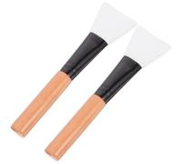 Wooden Handle Silicone Facial Mask Brush 2pcs for Travel Skincare | Flat Thin Head, Comfortable to Hold Handle, for Creams and Masks at Home or Estheticians