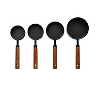Wooden Handle Stainless Steel Measuring Cups Set for Baking, Coffee, Bartending - Kitchen Tools A