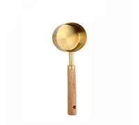 Wooden Handle Stainless Steel Measuring Spoons Gold Baking and Coffee Measure Cup Tools(60ml)