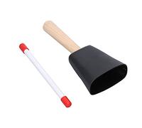 Wooden Handle Steel Cowbell, Single Tone Percussion Instrument, Early Education Noise Maker with Glossy Metal Surface, Includes for Kids Music Learning and Dance Performance