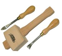 Wooden Handle Tack Lifter, Staple Remover + Mallet Upholstery Kit