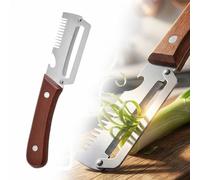 Wooden Handle Vegetable Peeler, Multifunctional Stainless Steel Blade Peeler with Built-in Bottle Opener, Zero Snag Kitchen Tool for Fruit & Veggie Prep (001)