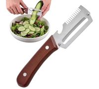 Wooden Handle Vegetable Peeler with Bottle Opener, 3 in-1 Multi-Functional Vegetable Peeler, Stainless Steel Vegetabl Peelers for Potato, Carrot, Lightweight Kitchen Tool for Fruit & Veggie Prep