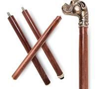 Wooden Handle Walking Cane - 3-Fold Wooden Stick for Men & Women - Unique Vintage Design - Elegant Mobility Aid (Dog Handle)