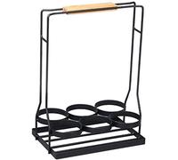 Wooden Handle Wine Bottle Carrier - Rustic Milk Box Display Holder Portable Decorative Kitchen Shelf for Wine & Beverage Storage Perfect for Home & Events