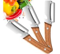 Wooden Handle Zero Snag Peeler, 3pcs, 2-in-1, Stainless Steel, Wooden Handle, Multi-Functional Vegetable Peeler for Kitchen, Vegetable Peeler with Bottle Opener for Fruits (Wood,3pcs)