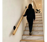 Wooden Handrail for Indoor Stairs, Non-Slip Stair Railing with Brackets, Wall Mounted Elderly and Children Safety Grab Bar, for Corridor, Villa, Loft(80cm/2.6ft)