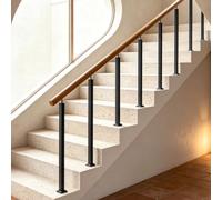 Wooden Handrail for Indoor, with Wrought Iron Posts