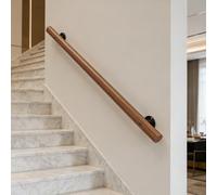 Wooden Handrail for Stairs, Non-Slip Wall-Mounted Stair Railings with Brackets, Safety Grab Bar for Elderly and Children(180cm/6ft)