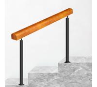 Wooden Handrail Kit with Black Iron Posts, Floor-Standing Stair Railing for Indoor Outdoor Steps(Height 95cm/3.1ft,80cm/32inch)
