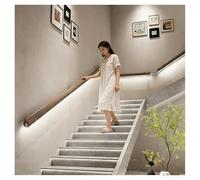 Wooden Handrail Set with LED Lighting, Wall Mounted Staircase Handrails with Sensor(Brown-Left,290cm)