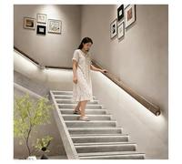 Wooden Handrail Set with LED Lighting, Wall Mounted Staircase Handrails with Sensor(Brown-Right,145cm)