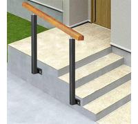 Wooden Handrails for Outdoor Steps - Side Mount Stair Railing with Adjustable Posts - Safety Support for Up to 200 kg, Ideal for 2-3 Steps