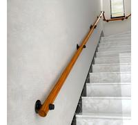 Wooden Handrails for Stairs, Non-Slip Stair Banister with Brackets, Against The Wall Elderly and Children's Safety Grab Bar Kit, for Interior Corridor Villa Building Loft (B, 250cm)