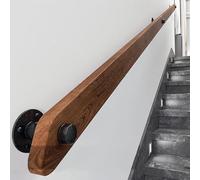 DSVONAUS Wooden Handrails for Stairs, Non-Slip Stair Banister with Brackets, Against The Wall Elderly and Children's Safety Grab Bar Kit, for Interior Corridor Villa Building Loft (Brown, 50cm)