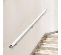 Wooden Handrails for Stairs, Non-Slip Stair Railings with Brackets, Against The Wall Elderly and Children's Safety Grab Bar Kit, for Interior Corridor Villa Building Loft (White, 600cm)